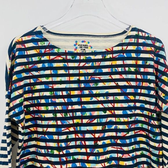 Michael De Feo for J. Crew Size XS Graffiti 3/4 Sleeve Striped Shirt Top - Picture 3 of 8